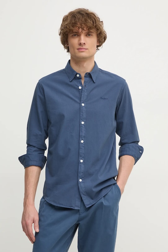 Pepe Jeans camasa din bumbac albastru PM308274