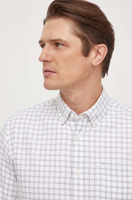 Хлопковая рубашка Pepe Jeans Paul узор белый PM308278