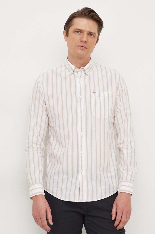 Хлопковая рубашка Pepe Jeans PRESTON длинный белый PM308280