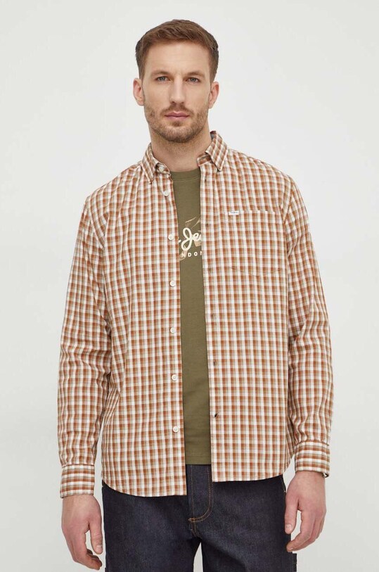 Хлопковая рубашка Pepe Jeans PAXTON узор бежевый PM308282