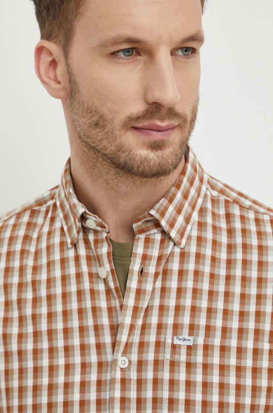 Βαμβακερό πουκάμισο Pepe Jeans PAXTON PM308282 μπεζ