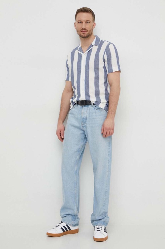 Îmbrăcăminte Lindbergh camasa din amestec de in 30.203419.DKBLUE albastru