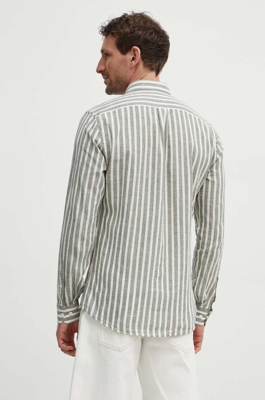 Lindbergh camicia di lino verde 30.203492A.ARMY
