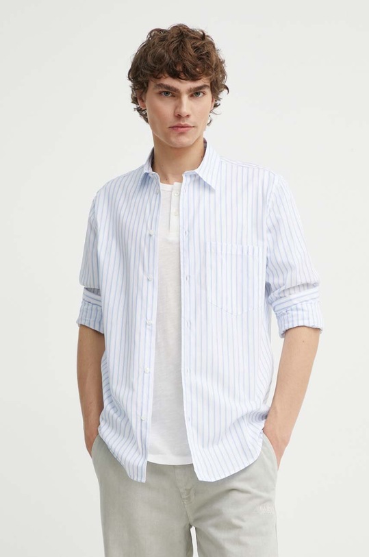 Хлопковая рубашка Samsoe Samsoe SALIAM M24100038 голубой