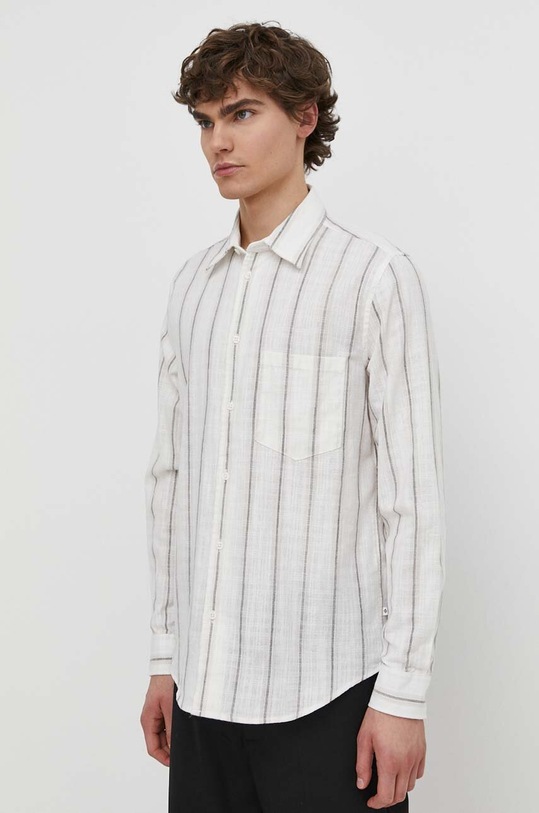 Риза с лен Samsoe Samsoe LIAM стандартна бял M22100012