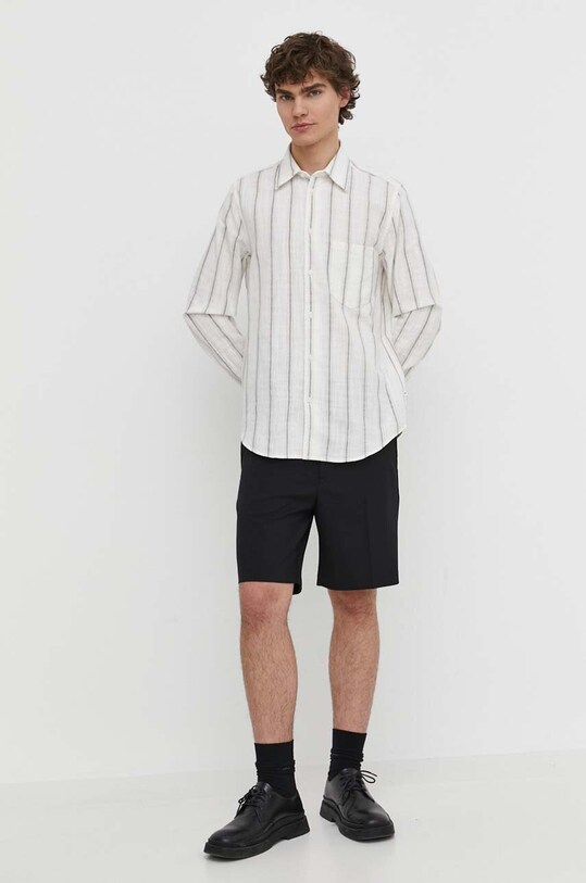 Риза с лен Samsoe Samsoe LIAM M22100012 бял SS25