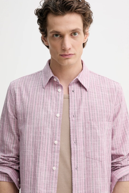 Риза с лен Samsoe Samsoe LIAM розов M22100012