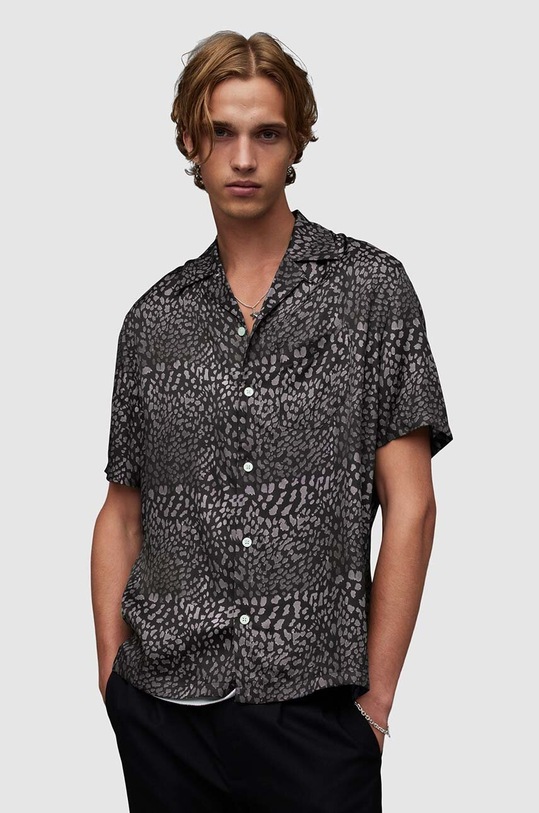 Košile AllSaints Cosmo krátký černá MS214Z
