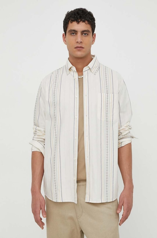 Les Deux koszula bawełniana beżowy LDM410177