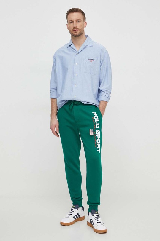 Odzież Polo Ralph Lauren koszula bawełniana 710939158 niebieski