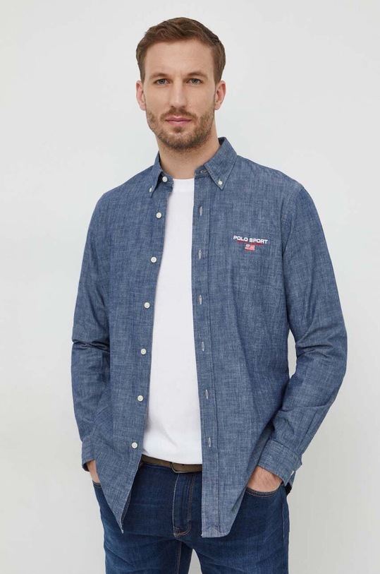 Polo Ralph Lauren cămașă din bumbac lung bleumarin 710939172