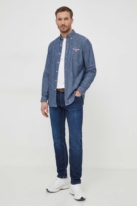 Ruházat Polo Ralph Lauren pamut ing 710939172 sötétkék
