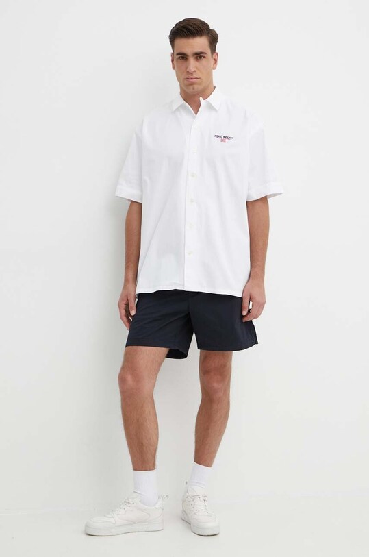Хлопковая рубашка Polo Ralph Lauren 710945727 белый SS24