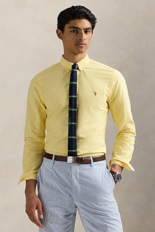 Polo Ralph Lauren koszula bawełniana bawełna żółty 710805562