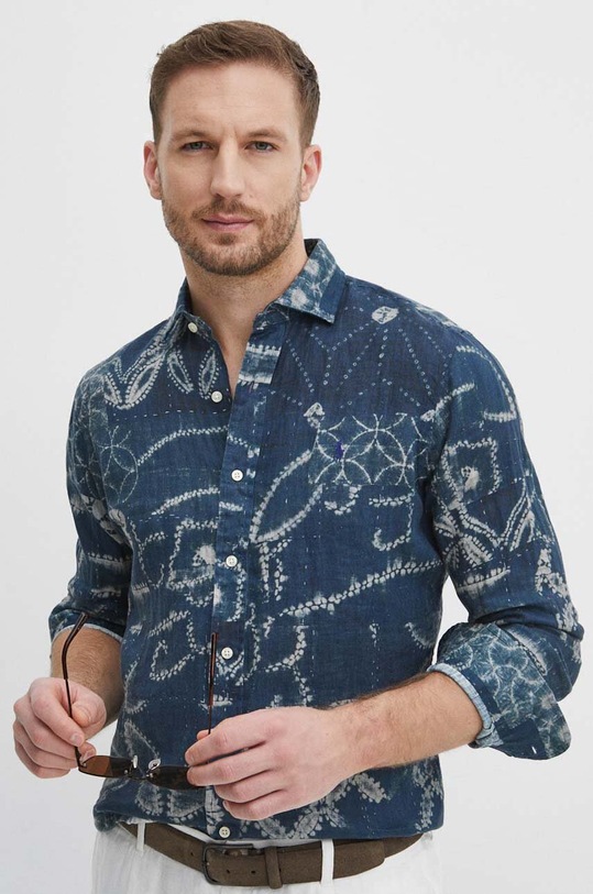 Polo Ralph Lauren koszula lniana regular niebieski 710934647