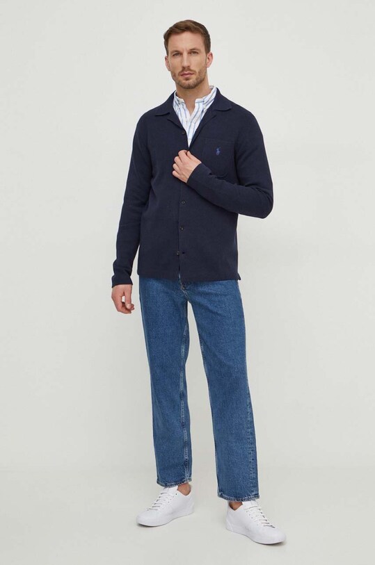 Odzież Polo Ralph Lauren koszula bawełniana 710938684 niebieski