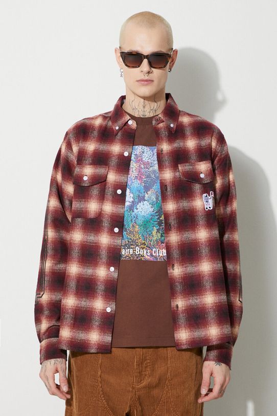 Košile s příměsí vlny Billionaire Boys Club Check Longsleeve regular červená B23424