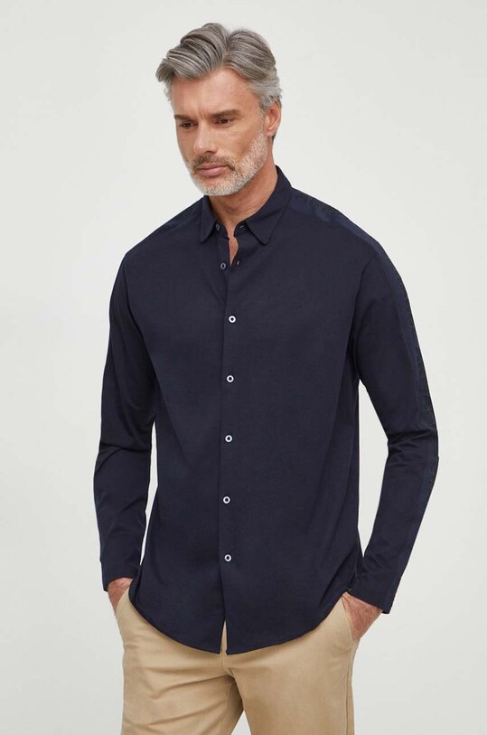 Хлопковая рубашка Armani Exchange длинный тёмно-синий 3DZCLA.ZJ9AZ