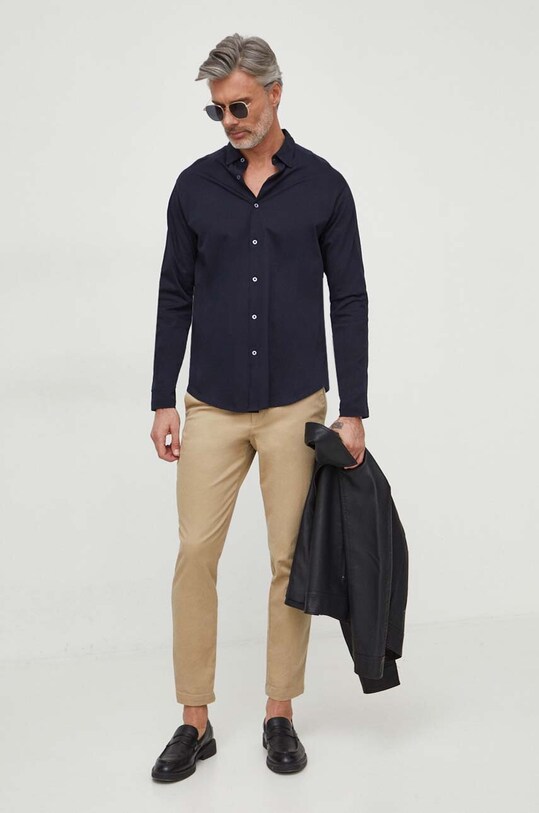 Хлопковая рубашка Armani Exchange 3DZCLA.ZJ9AZ тёмно-синий SS24
