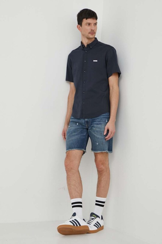 Bavlnená košeľa Boss Green 50512005 modrá SS24