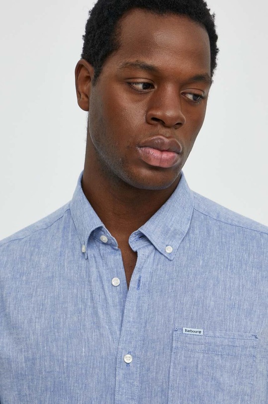 Barbour camicia di lino blu MSH5090