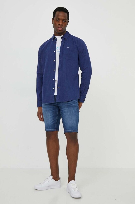Oblečení Lněná košile Barbour MSH5090 námořnická modř