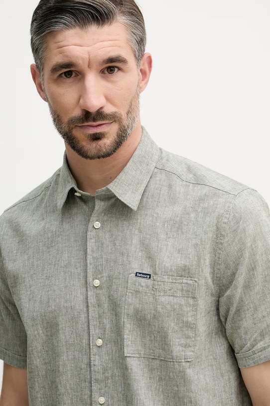 Barbour Shirt Dept - Summer koszula lniana męska zielony MSH5093