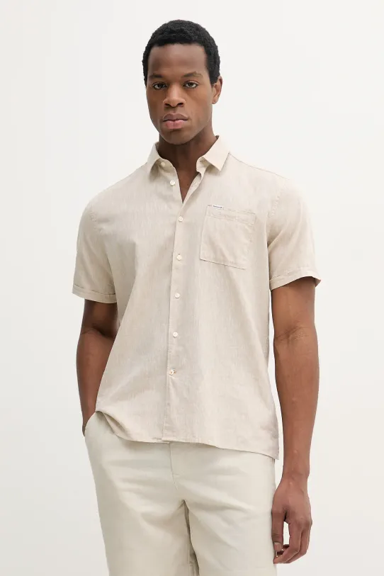 Barbour koszula lniana beżowy MSH5093