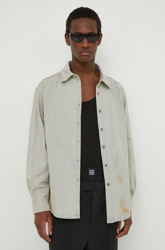 Джинсовая рубашка MSGM голубой 3640ME231L.247098