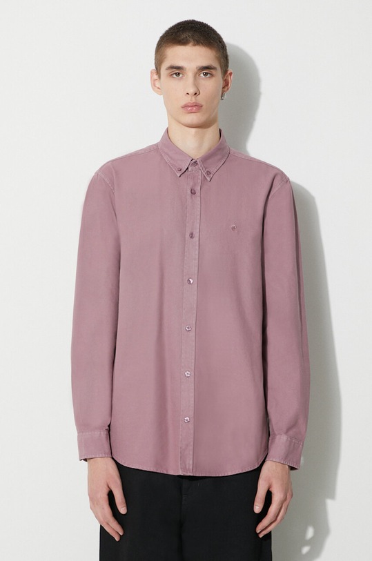 Carhartt WIP denim shirt Longsleeve Bolton Shirt button-down pink I030238.1XFGD