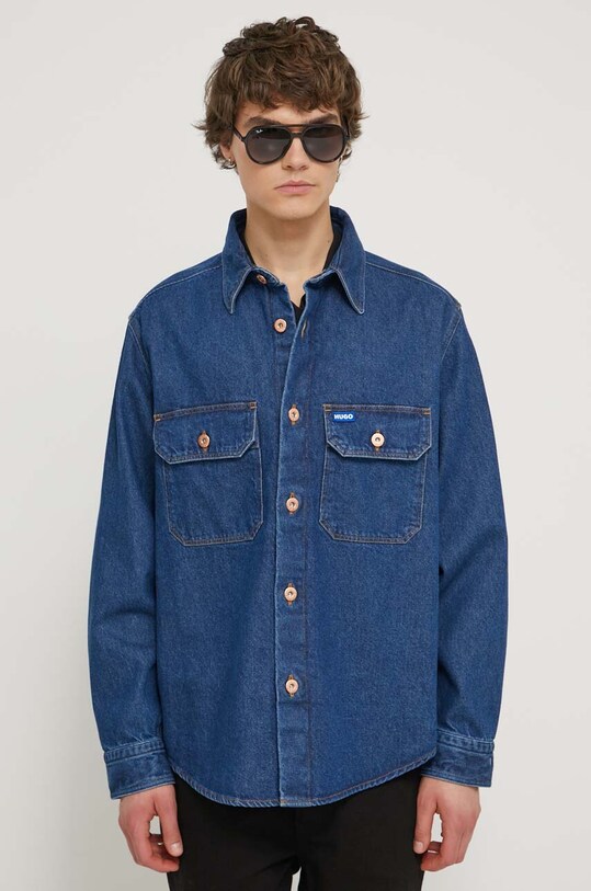 Rifľová košeľa Hugo Blue relaxed modrá 50513853