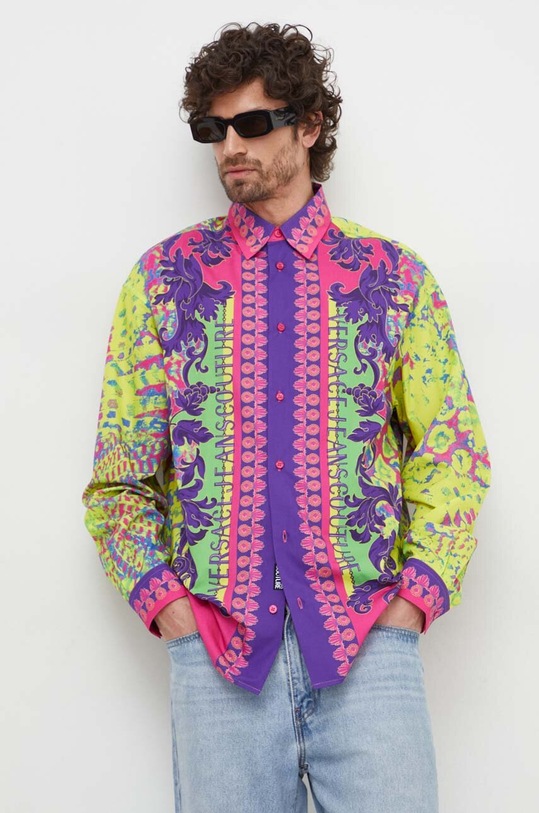 Bavlněná košile Versace Jeans Couture 76GAL21A.NS438 vícebarevná SS24