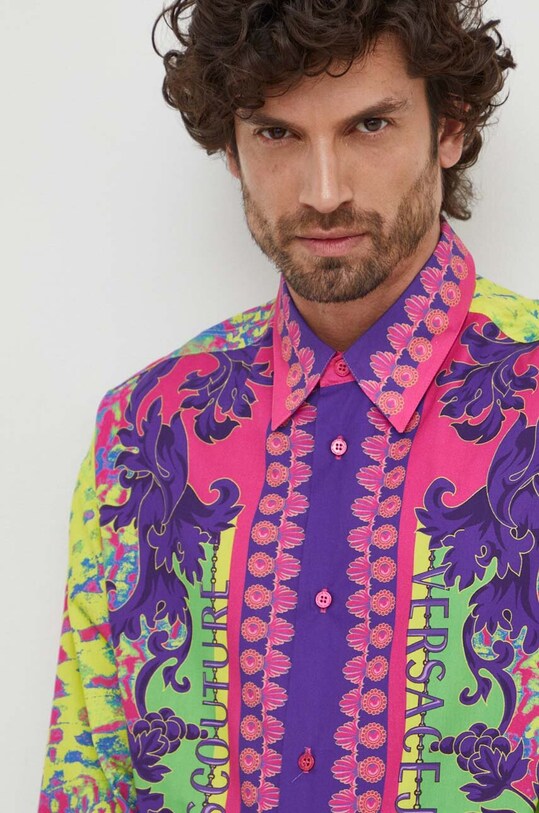 Versace Jeans Couture camasa din bumbac multicolor 76GAL21A.NS438