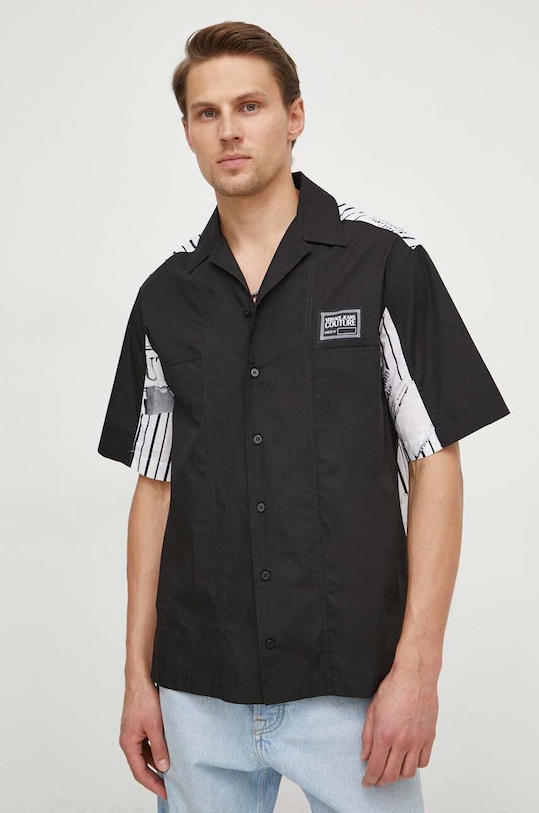 Bavlněná košile Versace Jeans Couture regular černá 76GAL202.N0132