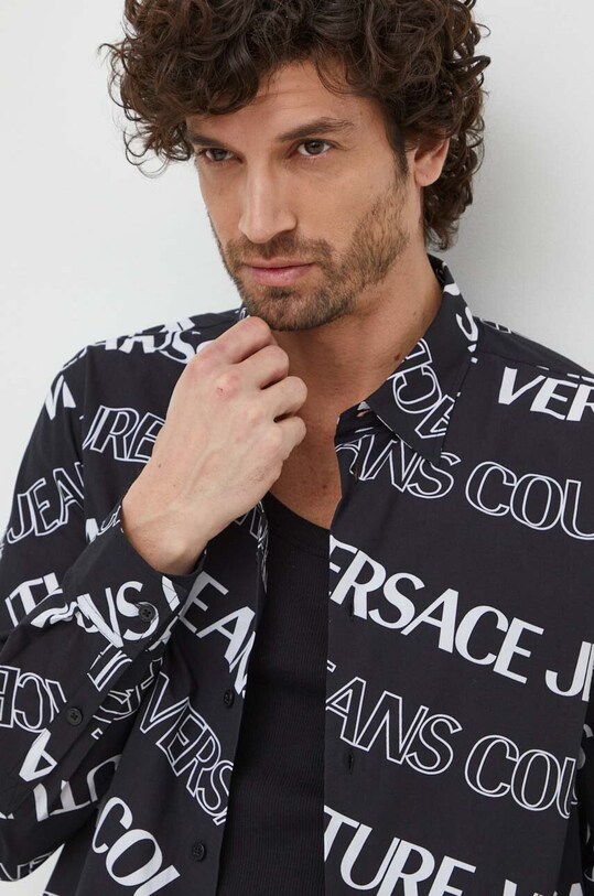 Pamučna košulja Versace Jeans Couture crna 76GAL2R0.NS405