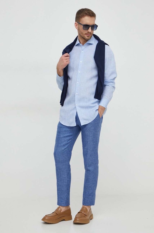 Odzież BOSS koszula lniana 50512876 niebieski