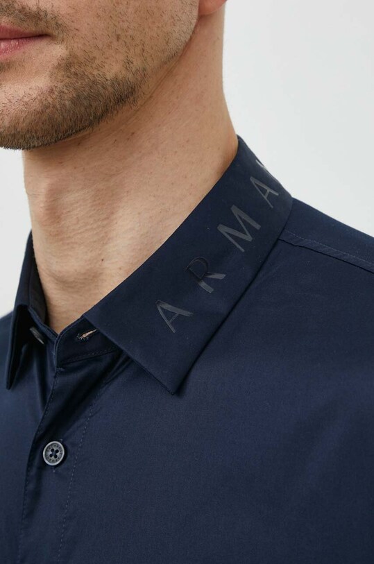 Armani Exchange camasa din bumbac 3DZC36.ZNAUZ bleumarin SS24