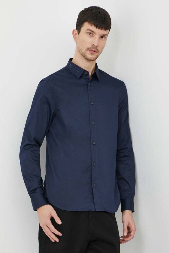 Bavlnená košeľa Armani Exchange 3DZC36.ZNAUZ tmavomodrá