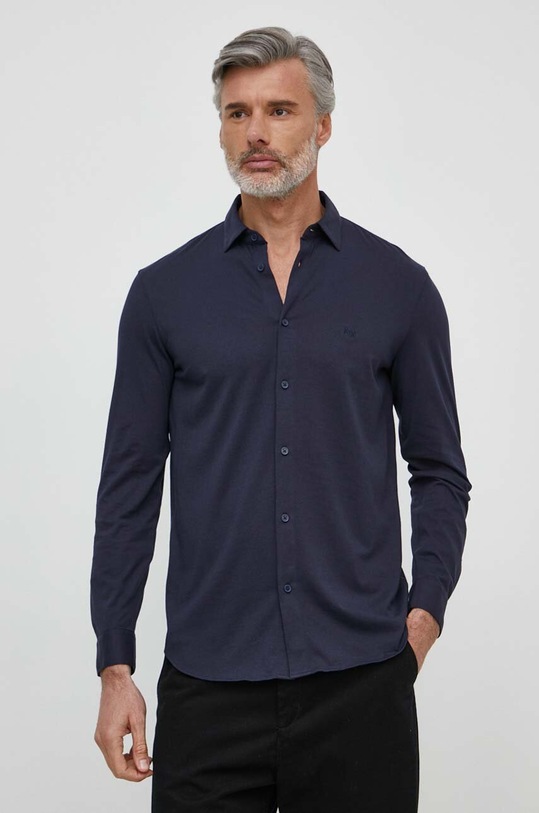 Bavlněná košile Armani Exchange hladký námořnická modř 3DZCHQ.ZJ8EZ