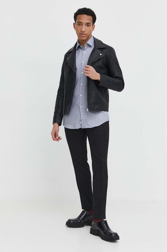 HUGO koszula bawełniana 50513916 szary SS24