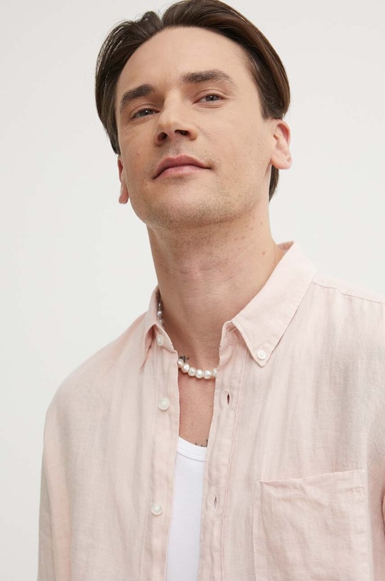 HUGO koszula lniana różowy 50514162