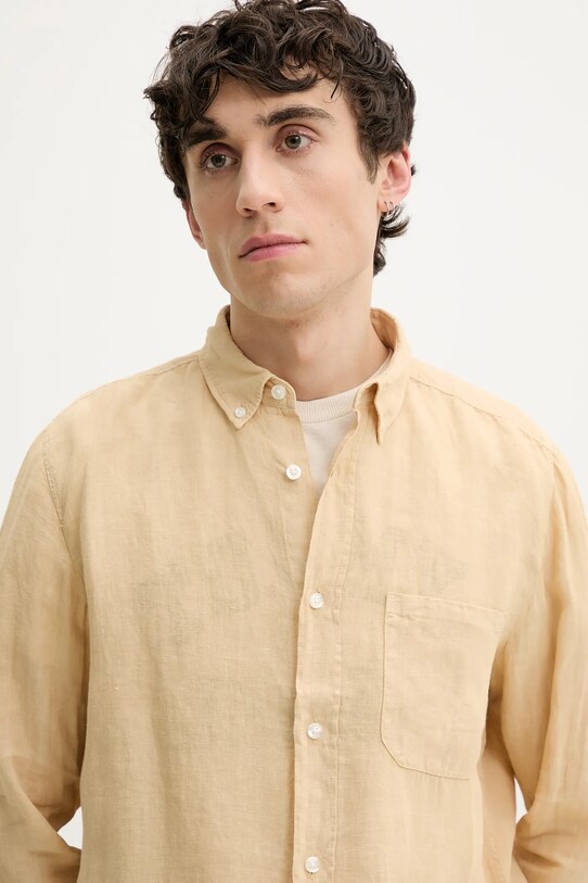 Льняная рубашка HUGO бежевый 50514162