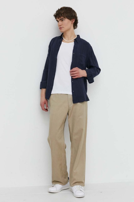 Odzież HUGO koszula lniana 50514162 granatowy