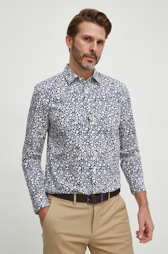 Pamučna košulja United Colors of Benetton casual mornarsko plava 58Z2UQ00W