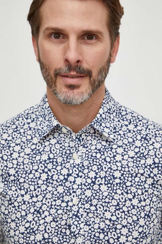 Pamučna košulja United Colors of Benetton 58Z2UQ00W mornarsko plava