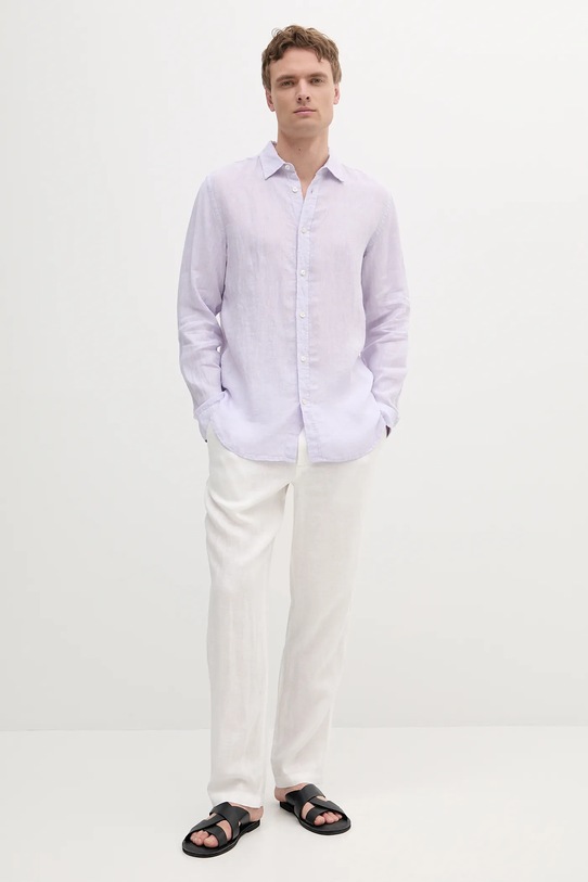 United Colors of Benetton koszula lniana 5BKU5QJG8 fioletowy AA00