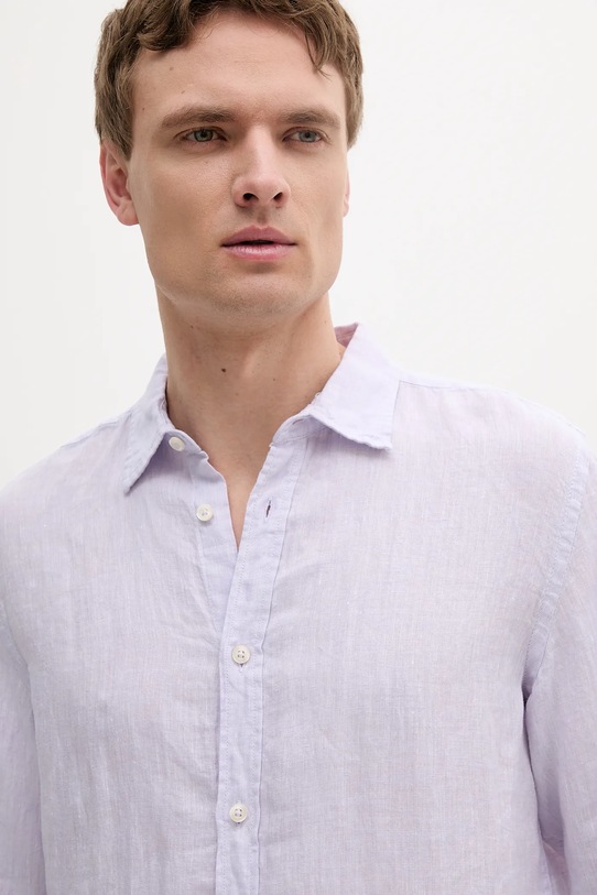 United Colors of Benetton koszula lniana fioletowy 5BKU5QJG8