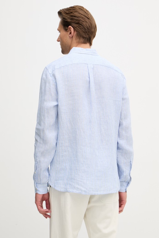 Дрехи United Colors of Benetton риза мъжка от лен 5BKU5QJG8 син