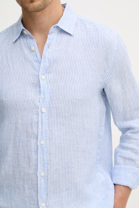 United Colors of Benetton риза мъжка от лен 5BKU5QJG8 син