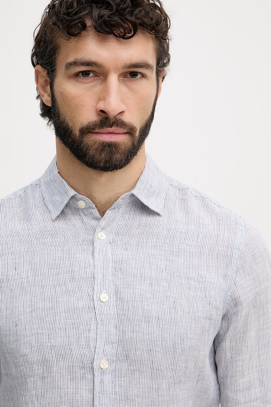 United Colors of Benetton košulja za muškarce od lana plava 5BKU5QJG8